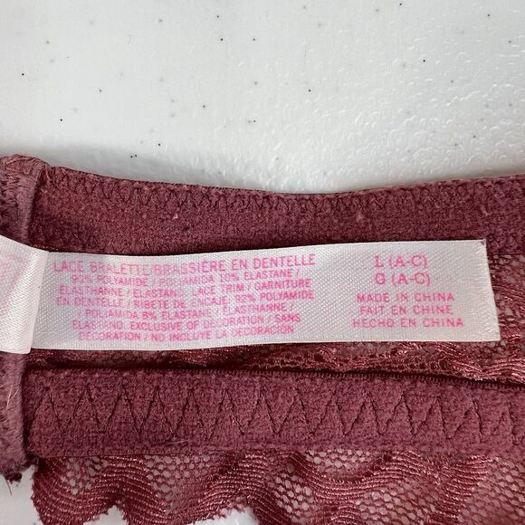 PINK Victoria's Secret L Large Bra Lace Bralette Halter Wireless Mauve Pink - Picture 13 of 15